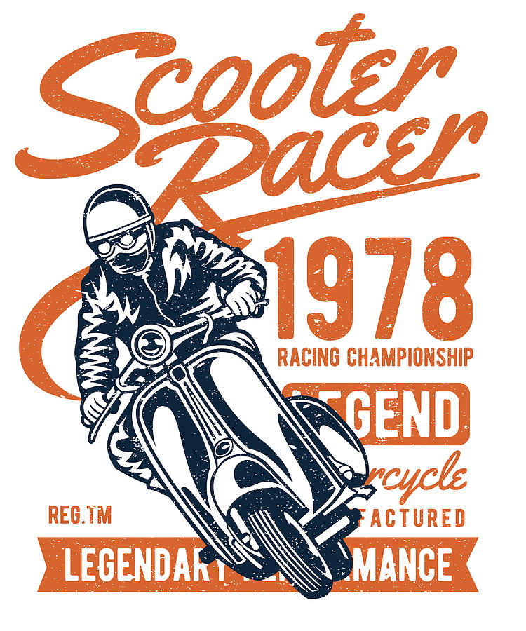Vintage Digital Art - Scooter Racer by Long Shot