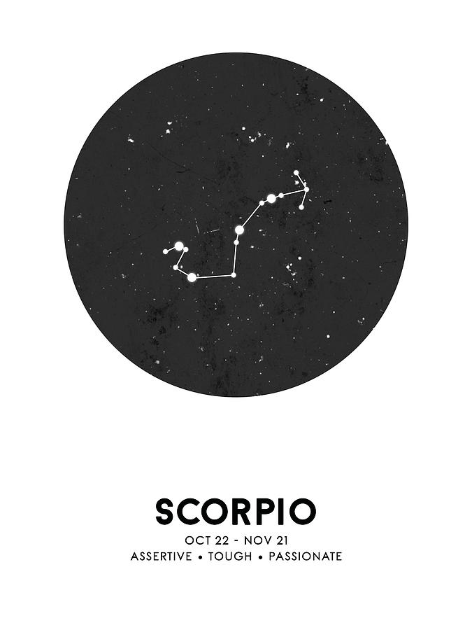 Scorpio blue black white original zodiac poster print ALL SIZES Printable DOWNLOAD