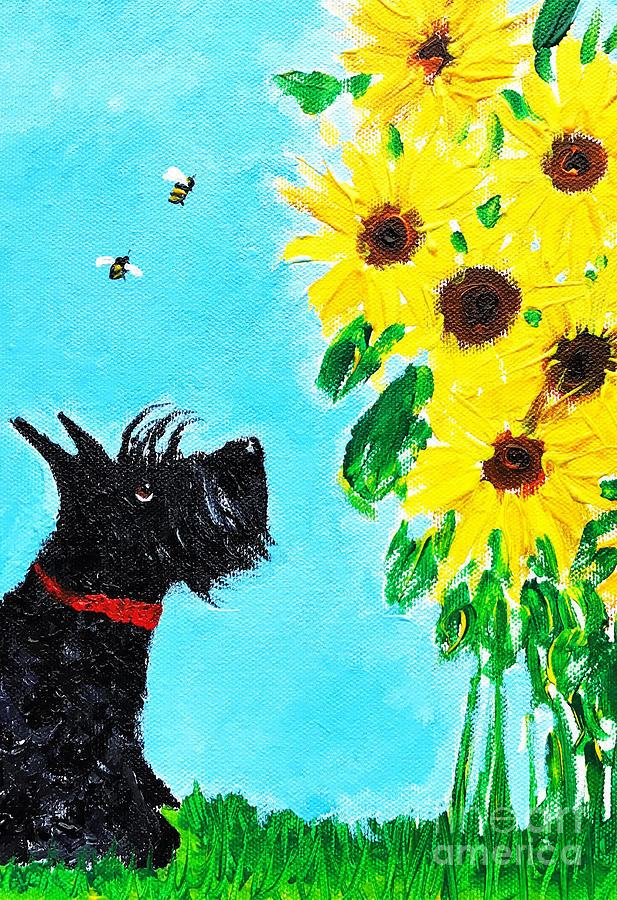 Sunflower Dog Painting