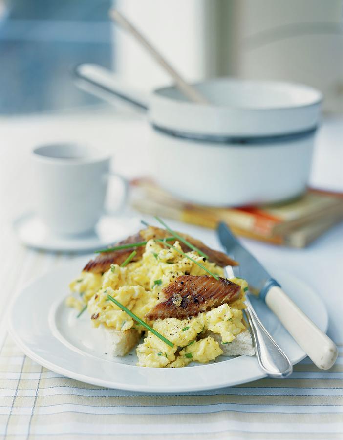 Scrambled Eggs With Kippers And Lemons Photograph by Jonathan Gregson