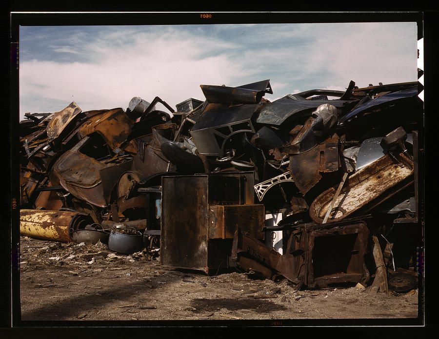 Scrap and salvage depot, Butte, Montana #4 Painting by Lee, Russell