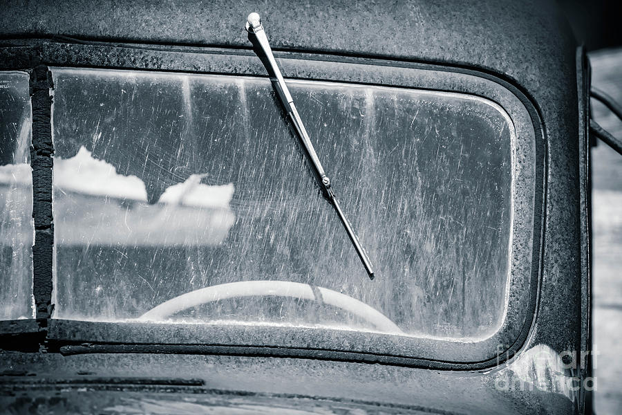 Vintage Photograph - Scratched Car Window by Edward Fielding