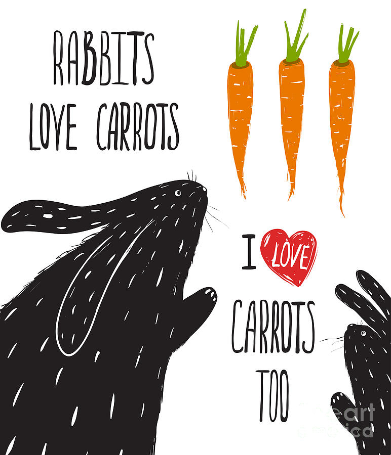 Love Digital Art - Scratchy Rabbits Love Carrots by Popmarleo Love Digital Art - Scratchy Rabbits Love Carrots by Popmarleo