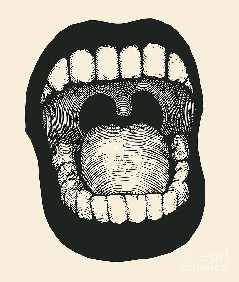 Screaming Mouth Drawing Style Vector Digital Art by Jumpingsack Fine