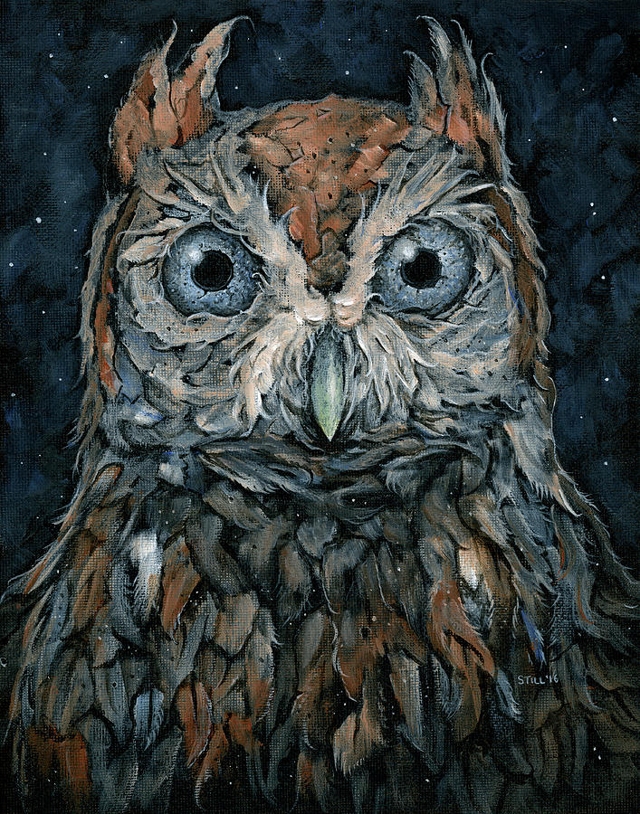 Animal Painting - Screech Owl by Jamin Still