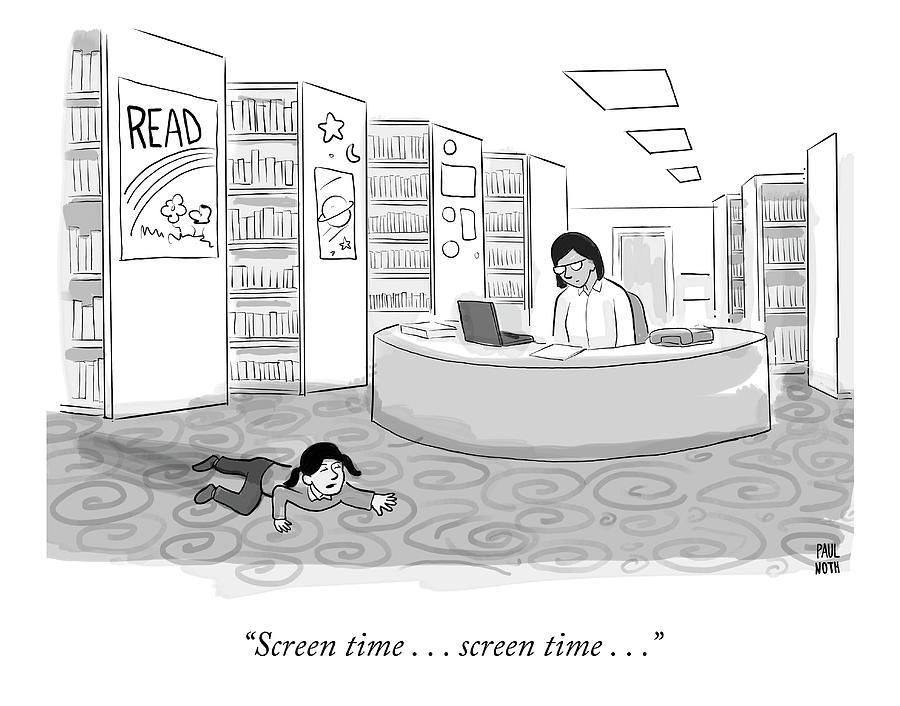 Screen Time Drawing by Paul Noth
