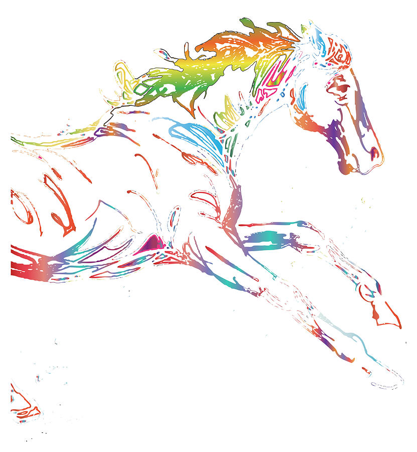 Horse Painting - Scribble Horse - On White by Sher Sester