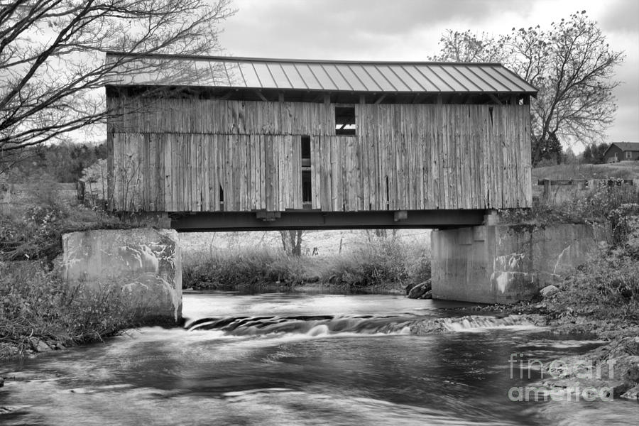 Scribner Covered Bridge Black And White Photograph by Adam Jewell