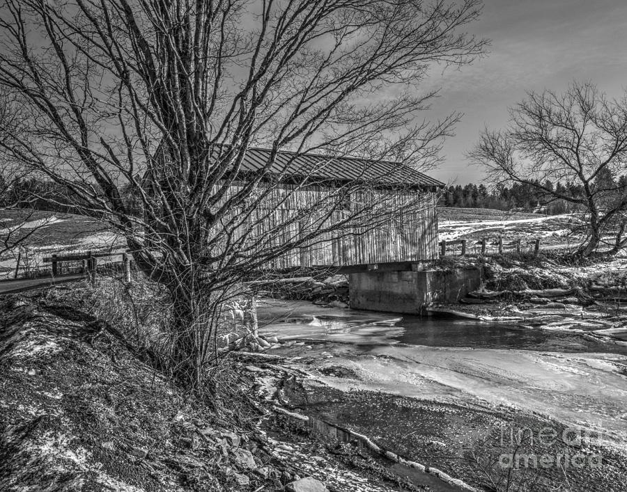 Scribner Covered Bridge in Monochrome Photograph by Steve Brown