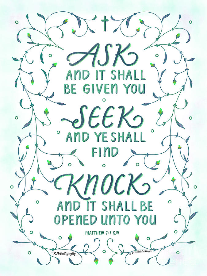 Ask Seek Knock Matthew 7:7 Door Drawing Abstract 