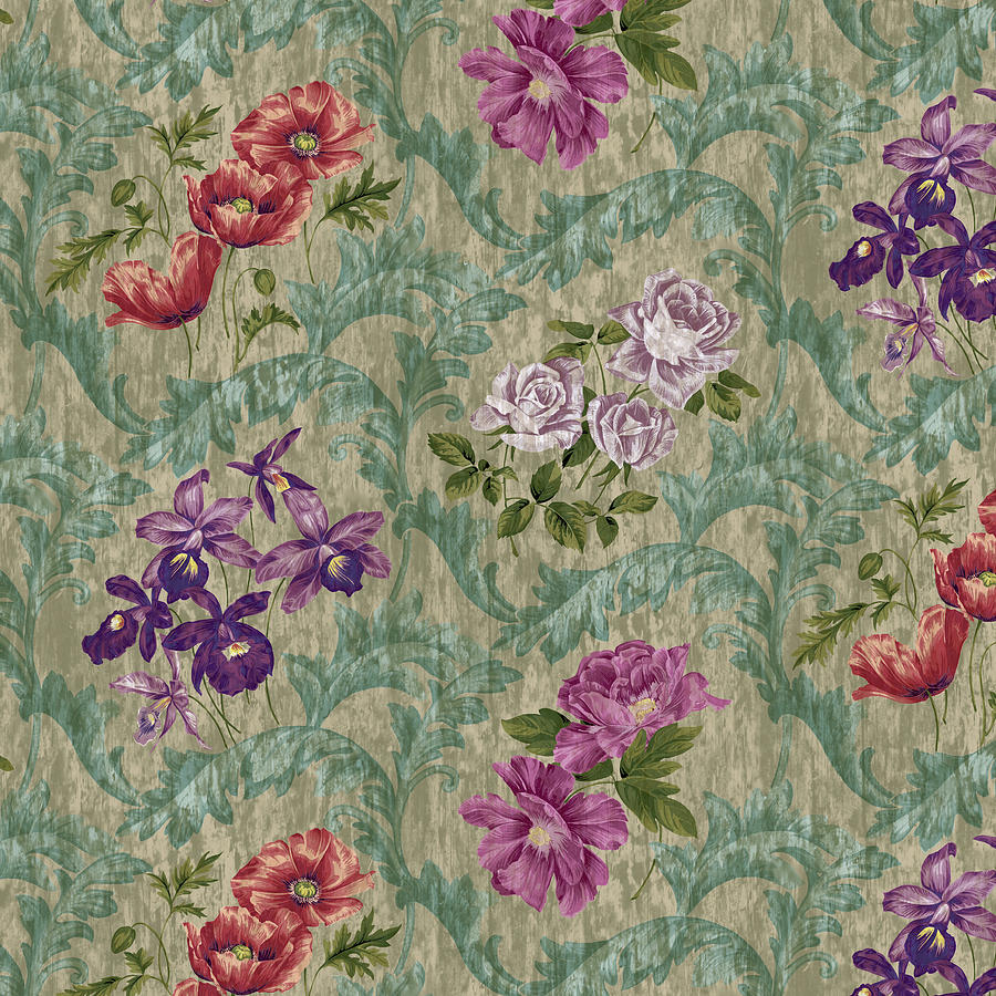 Flowers Digital Art - Scroll Velvet Striae Sage by Bill Jackson Flowers Digital Art - Scroll Velvet Striae Sage by Bill Jackson