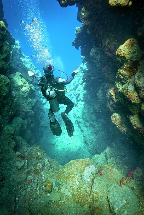 Scuba Diver Underwater Digital Art by Jan Wlodarczyk