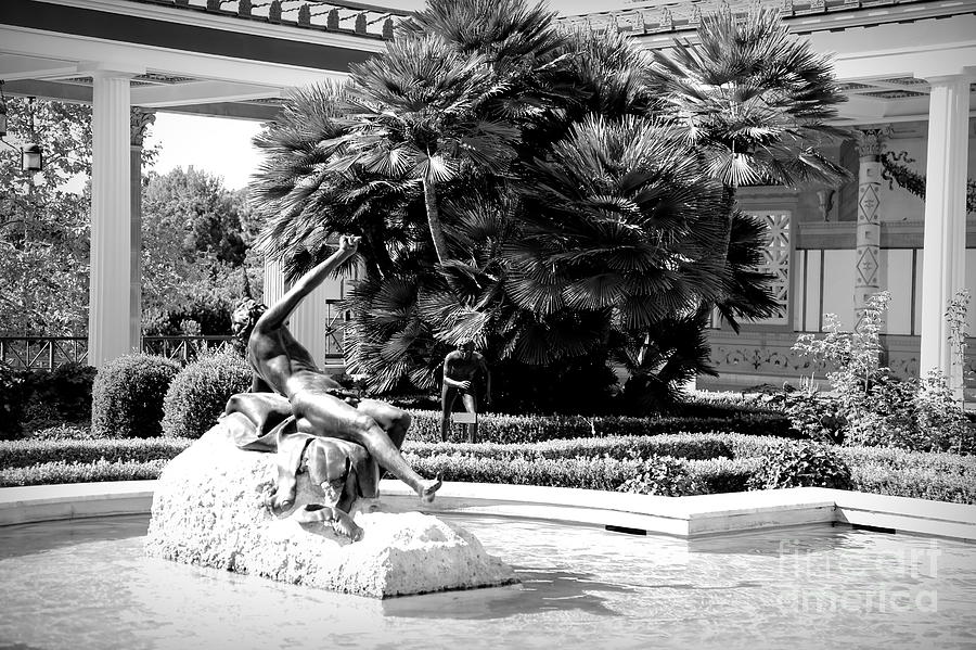 Sculpture Getty Villa Black White  Photograph by Chuck Kuhn