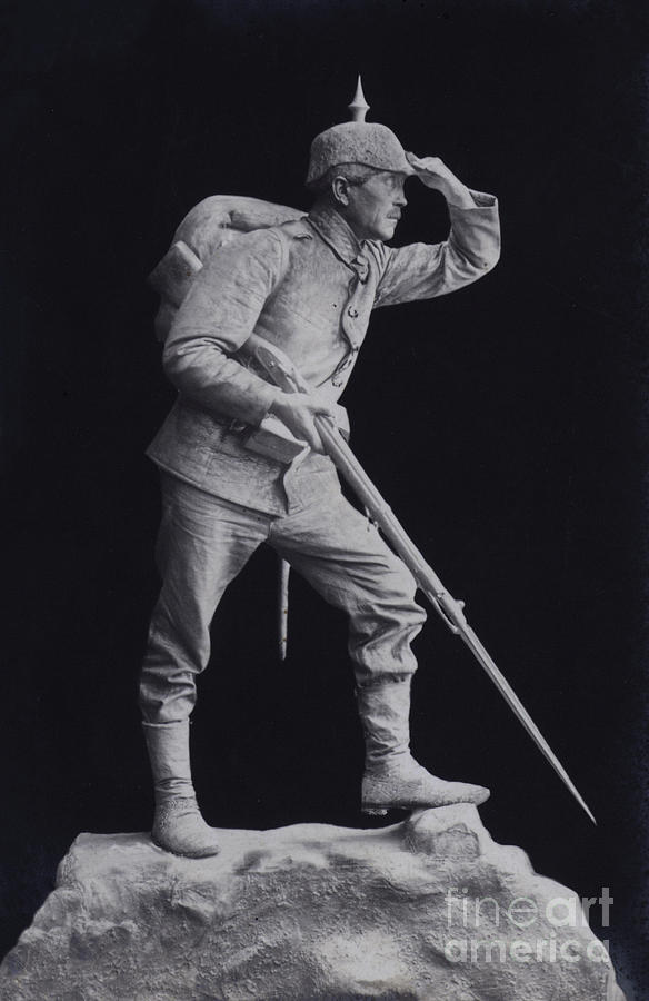 Sculpture Of A First World War German Soldier Looking Across The Battlefield Photograph by German Photographer