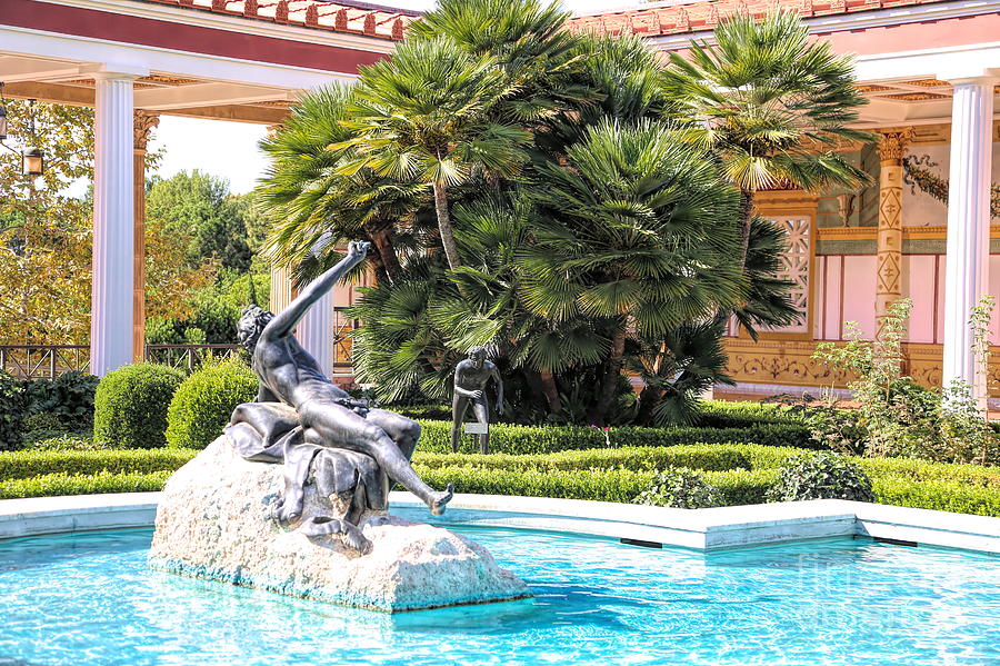 Sculptured Pool Side Getty Villa Photograph by Chuck Kuhn