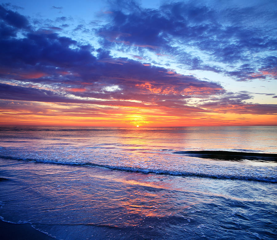 Sea And Sunset Beach Photograph by Konradlew - Fine Art America