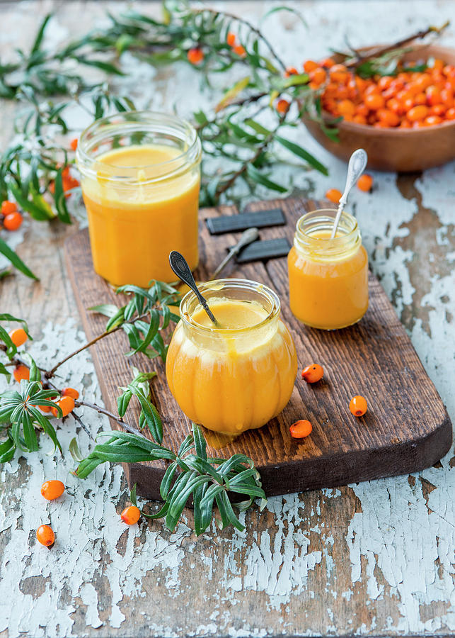 Sea Buckthorn Curd In Glasses Photograph by Irina Meliukh