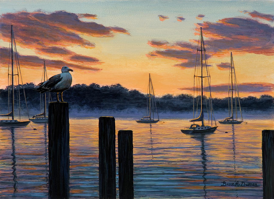 Sea Gull And Sails Painting by Bruce Dumas
