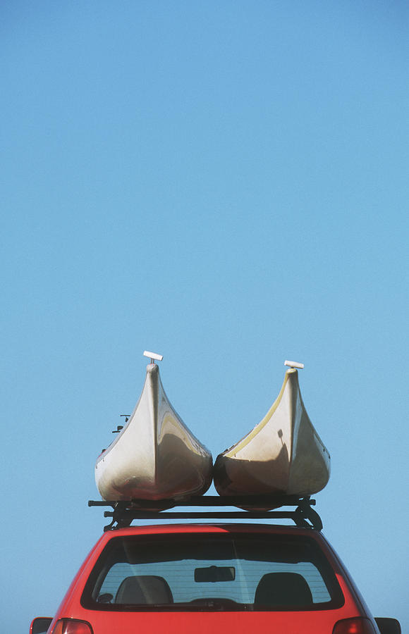 Sea Kayaks On Car Roofrack Photograph by Martin Barraud