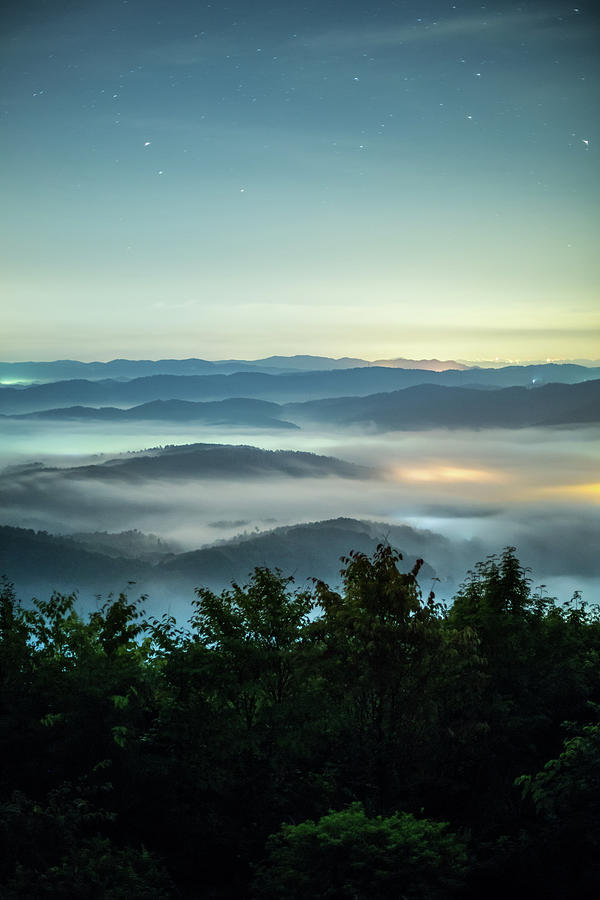 Sea Of Clouds Under Night Sky Filled Photograph by Trevor Williams