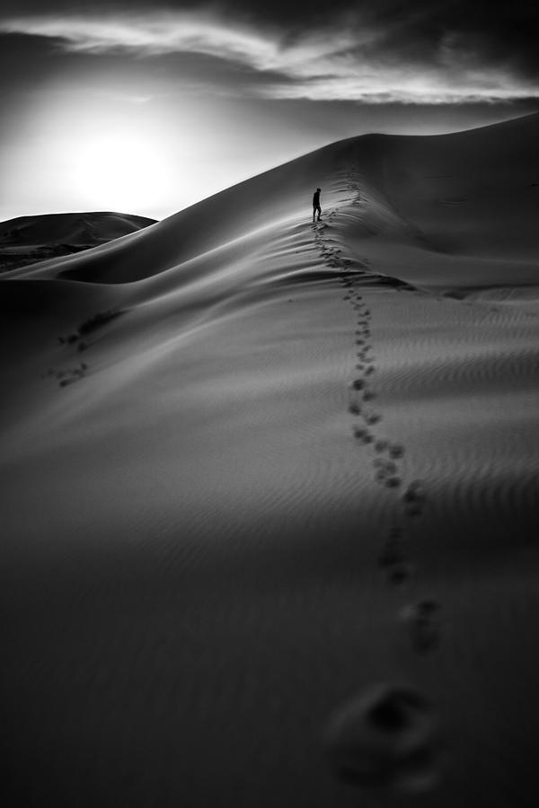 Black And White Photograph - Sea Of Sand by Haitong Yu