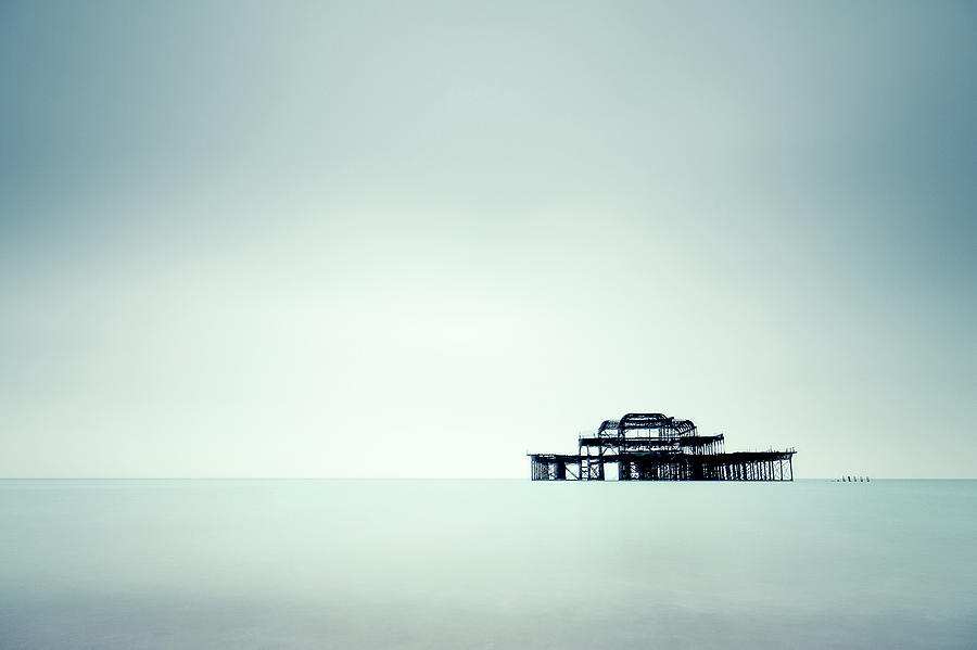 Sea Scape With Old Iron Pier In Middle Photograph by Rob Webb