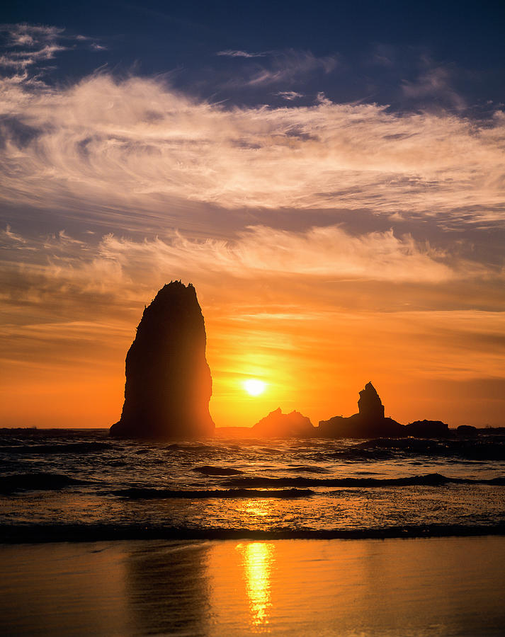 Sea stack Sunset Photograph by Robert Potts
