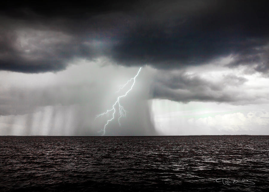 Sea Storm With Lightning And Rain Photograph by Dan Barba
