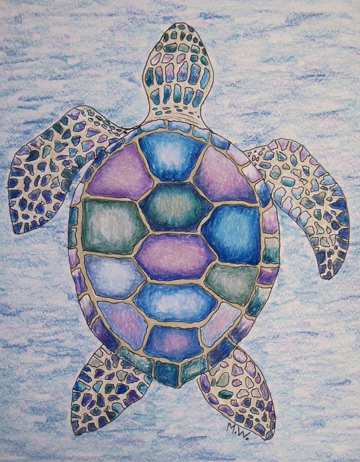 Simple Sea Turtle Drawing Sketch with Realistic