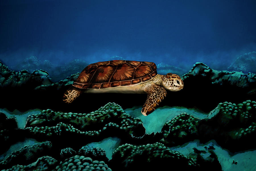 Turtle Photograph - Sea Turtle Bodypainting Illusion by Johannes Stoetter