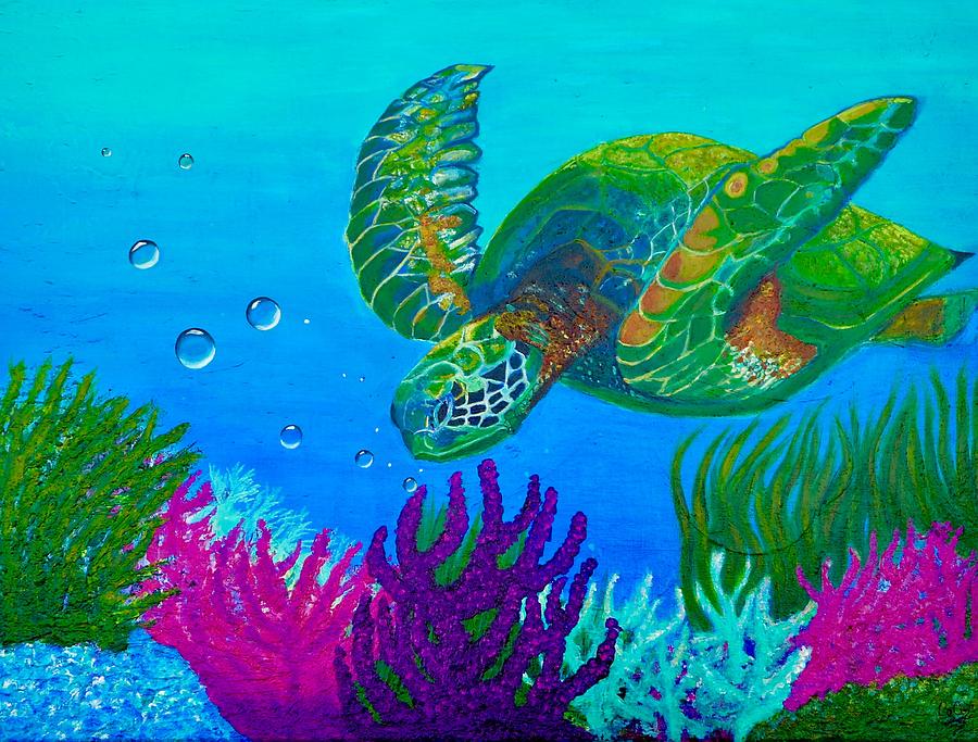 Mugs Painting - Sea Turtle by Carol Matta Mugs Painting - Sea Turtle by Carol Matta