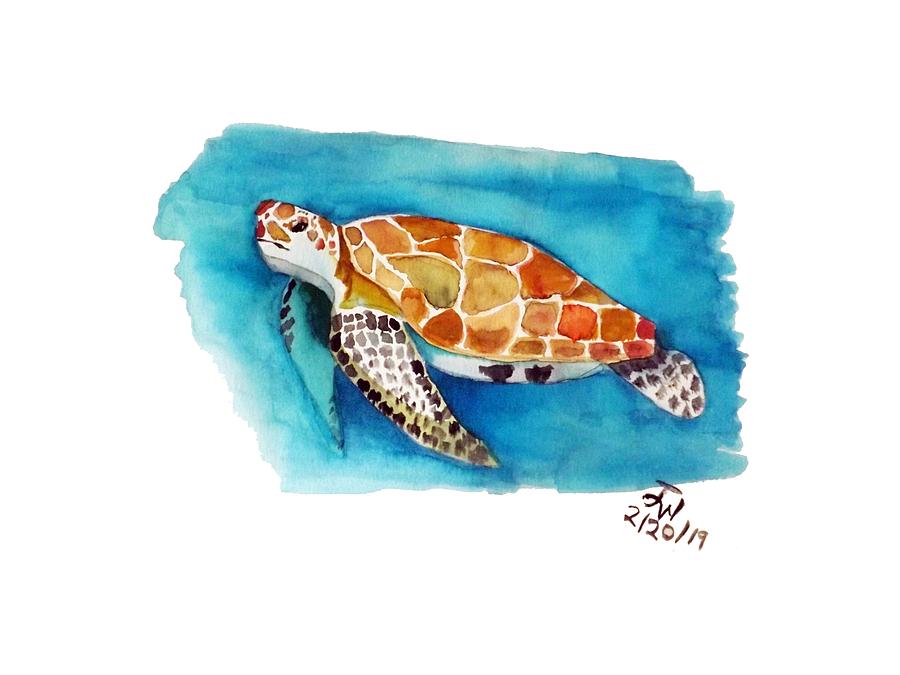 Sea Painting - Sea Turtle by Joyce Wasser Sea Painting - Sea Turtle by Joyce Wasser