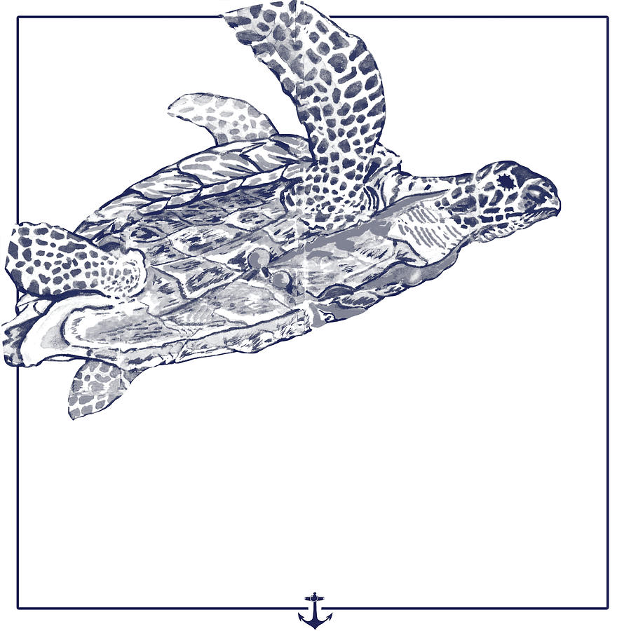 Sea Turtle Drawing by Linda Simmons