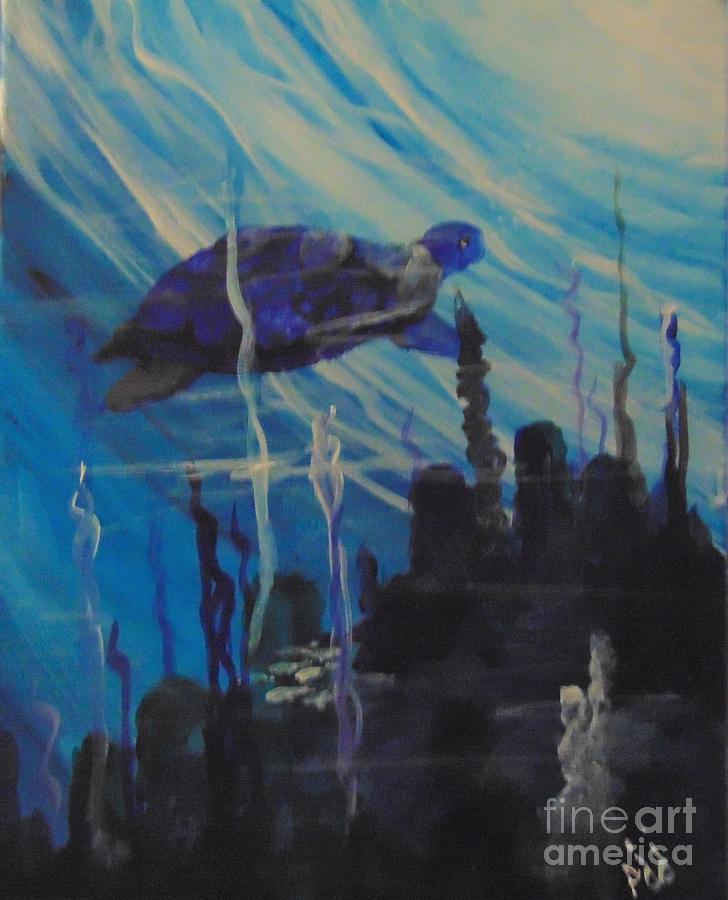 Sea Turtle Painting by Saundra Johnson