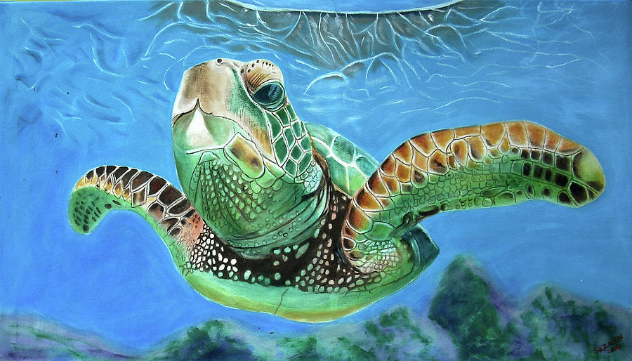 Sea Turtle Painting by Suzahn King - Fine Art America