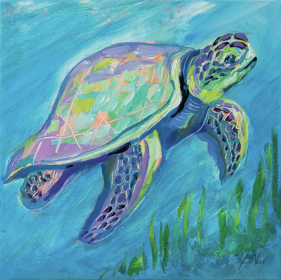 Sea Turtle Swim Painting By Jeanette Vertentes - Fine Art America