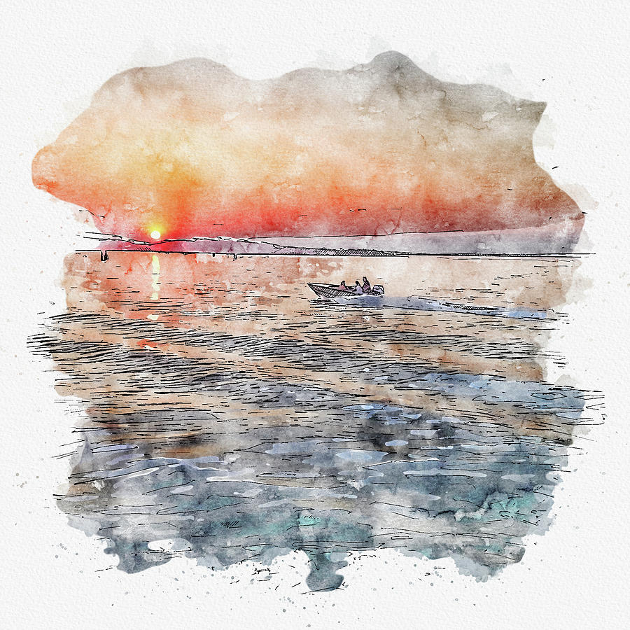 Sea #watercolor #sketch #sea #water Digital Art by TintoDesigns