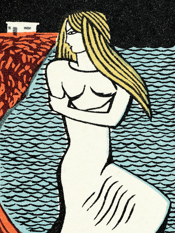 Mermaid Drawing - Sea woman by CSA Images