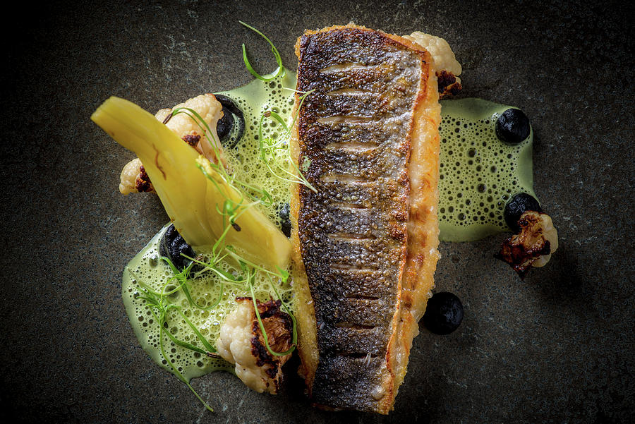 Seabass With Aubergine Puree Braised Fennel And Coconut Turmeric Sauce Photograph by Nitin Kapoor