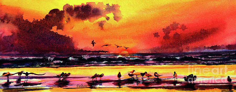 Bird Painting - Seabird sunrise by Julianne Felton