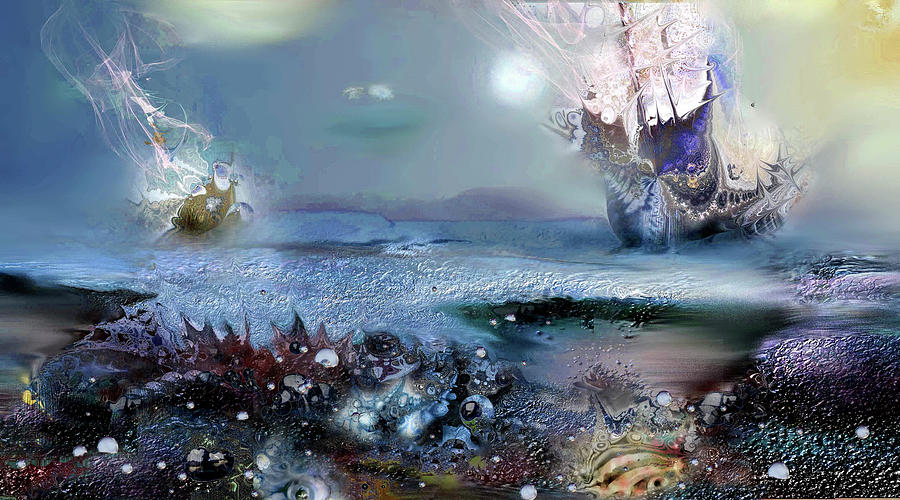 Space Digital Art - Seacoast Pearl Blue by Natalia Rudzina
