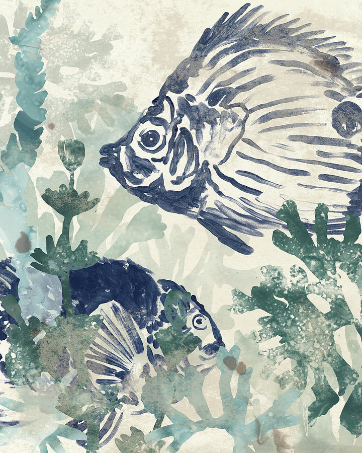 Fish Painting - Seafloor Fresco I by June Erica Vess