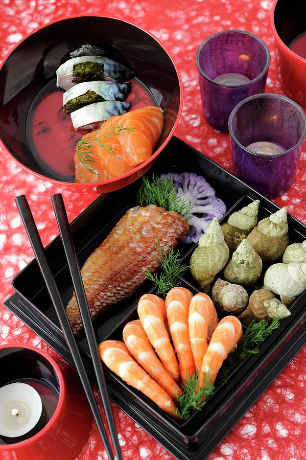 Seafood Bento Photograph by Paquin