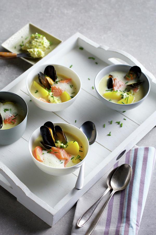 Seafood Chowder With Whisky Butter Photograph by Fotos Mit Geschmack Jalag