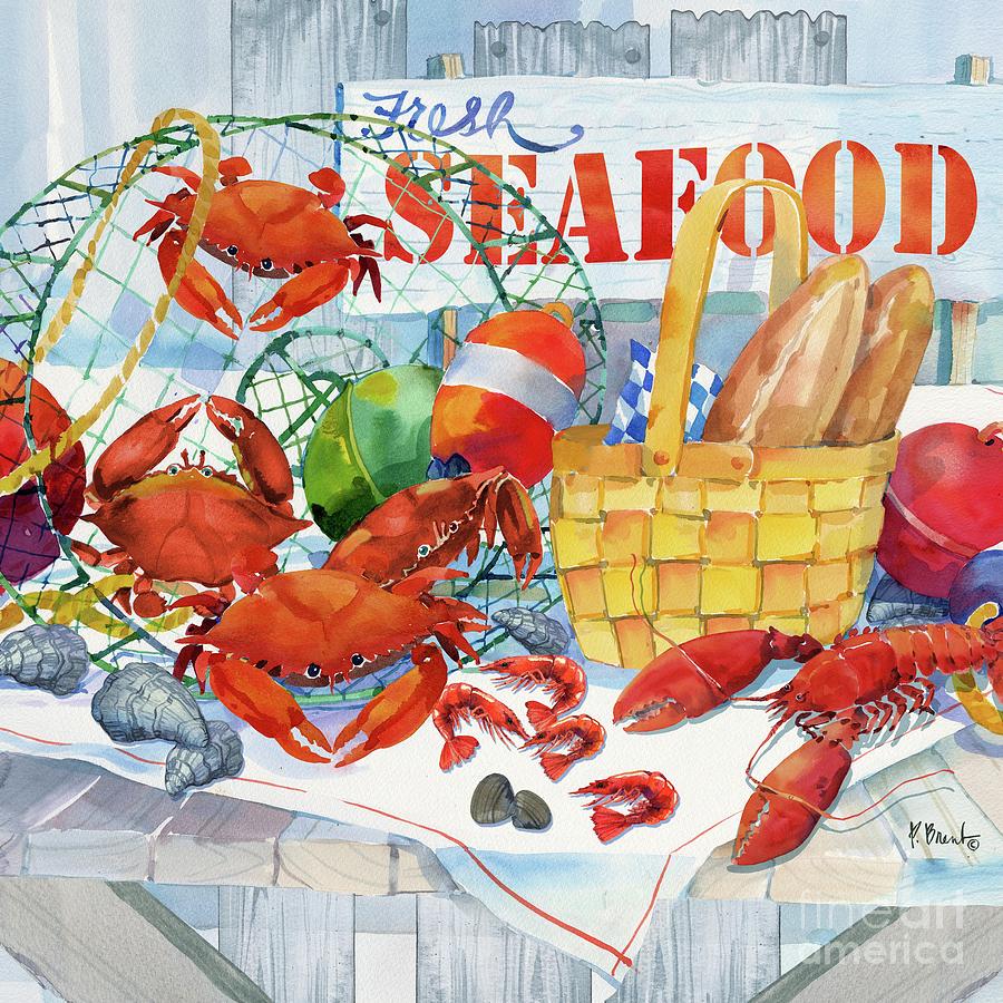 Watercolor Painting - Seafood Galore by Paul Brent