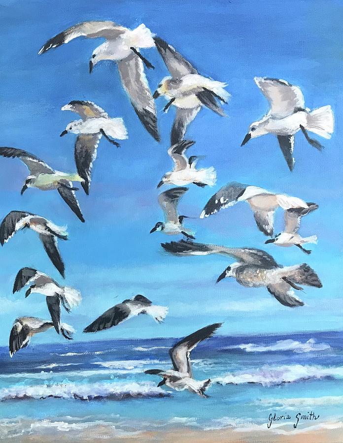Seagulls  Painting by Gloria Smith