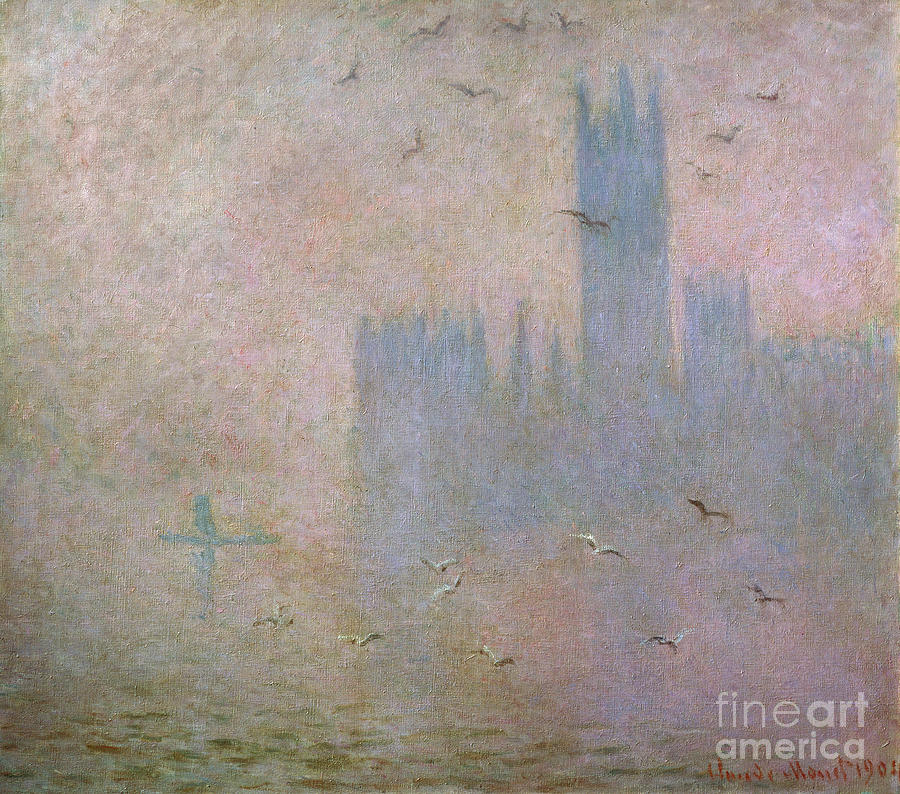 Seagulls. The Thames In London Drawing by Heritage Images