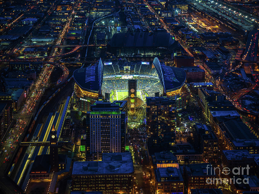 Seattle Photograph - Seahawks Night Game by Mike Reid