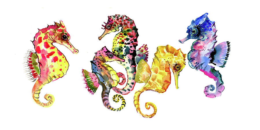 Seahorse Painting - SeaHorses by Suren Nersisyan