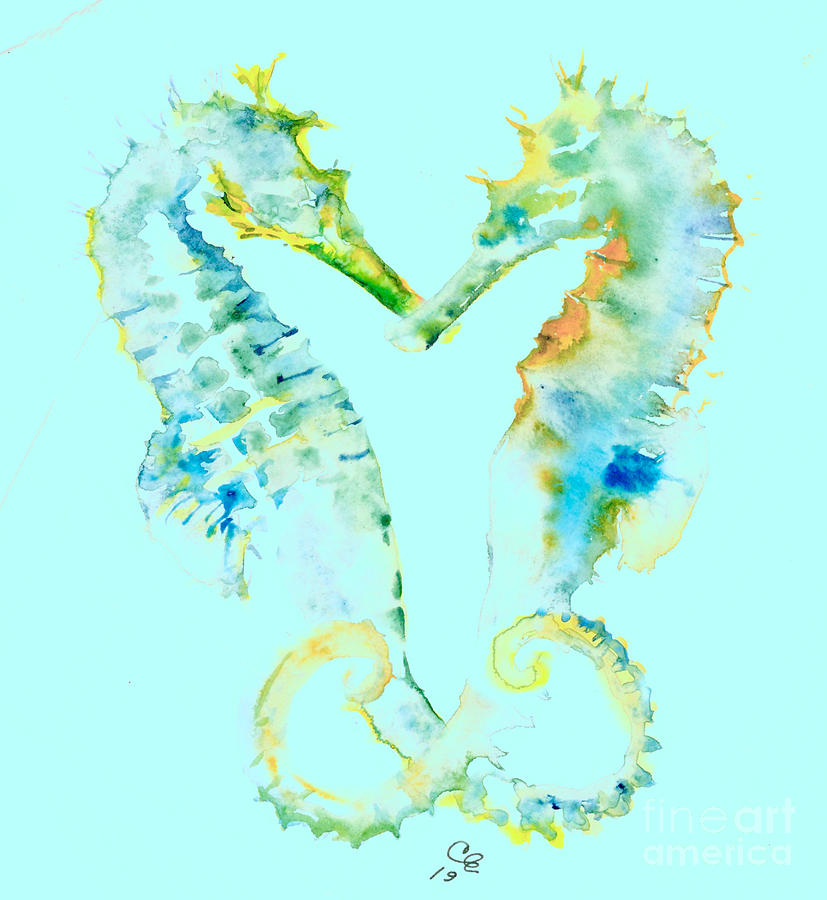 Seahorses Together Painting By Cher Clemans - Fine Art America